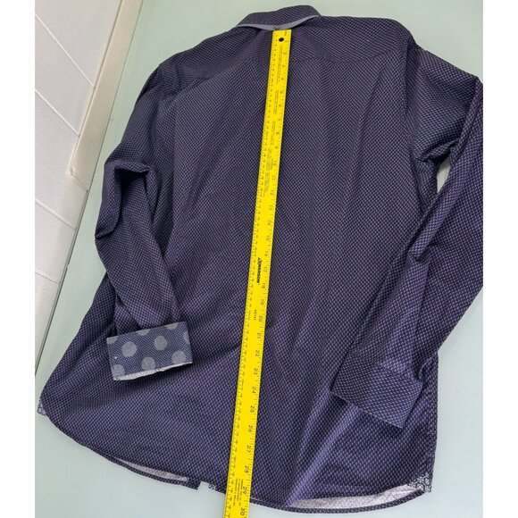 Ted Baker Mens Shirt Size 5 US XL Slim Fit Flip Cuff Blue Long Sleeve Navy Red - Picture 3 of 7